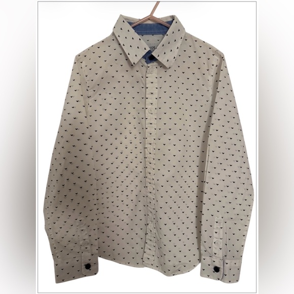 Armani Junior Other - Armani Junior White Button-Down with Navy Micro Hearts